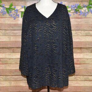 Elegant Black and Gold Lace Women's Top